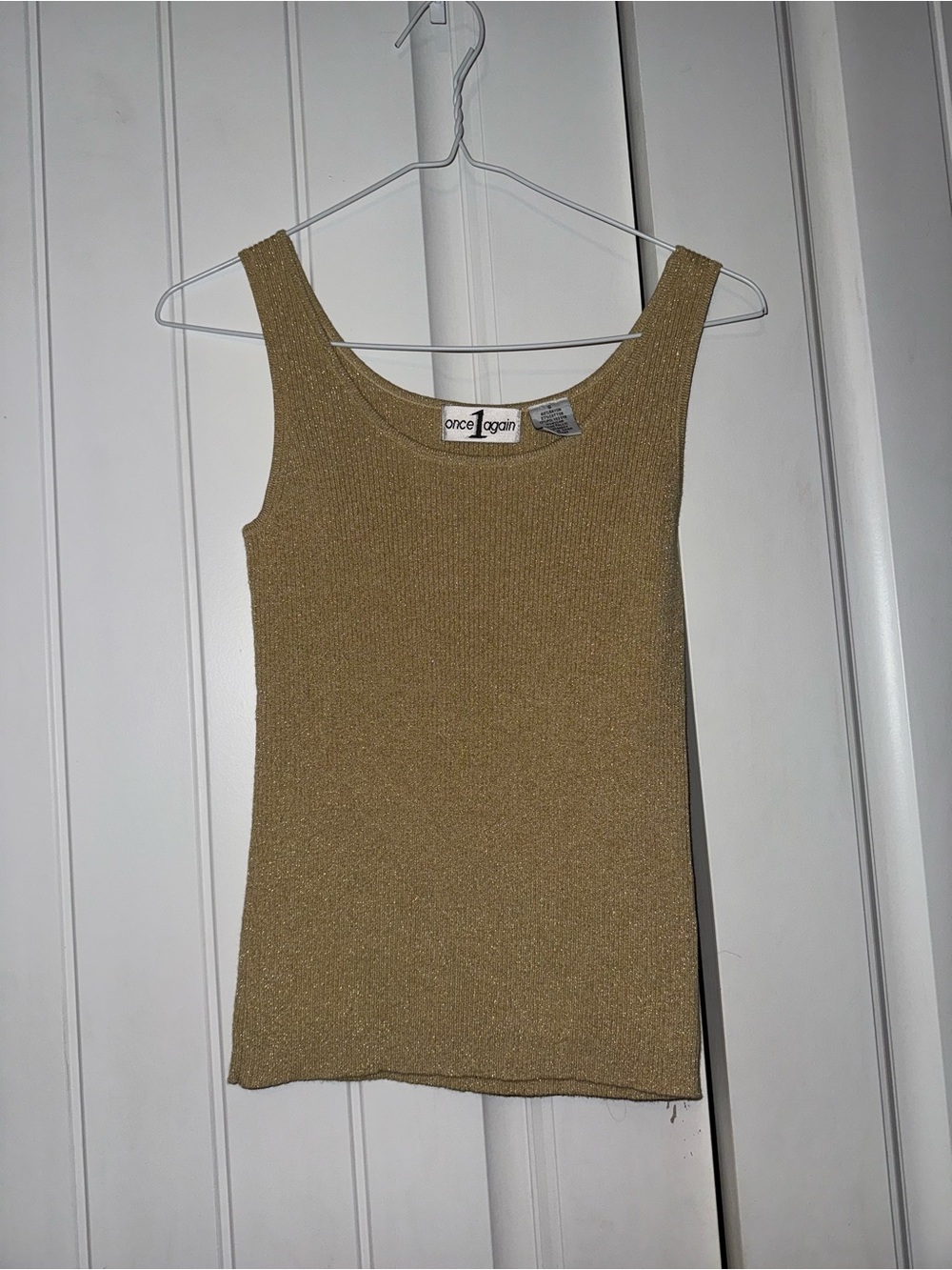 Once 1 Again Glittery Gold Tank
